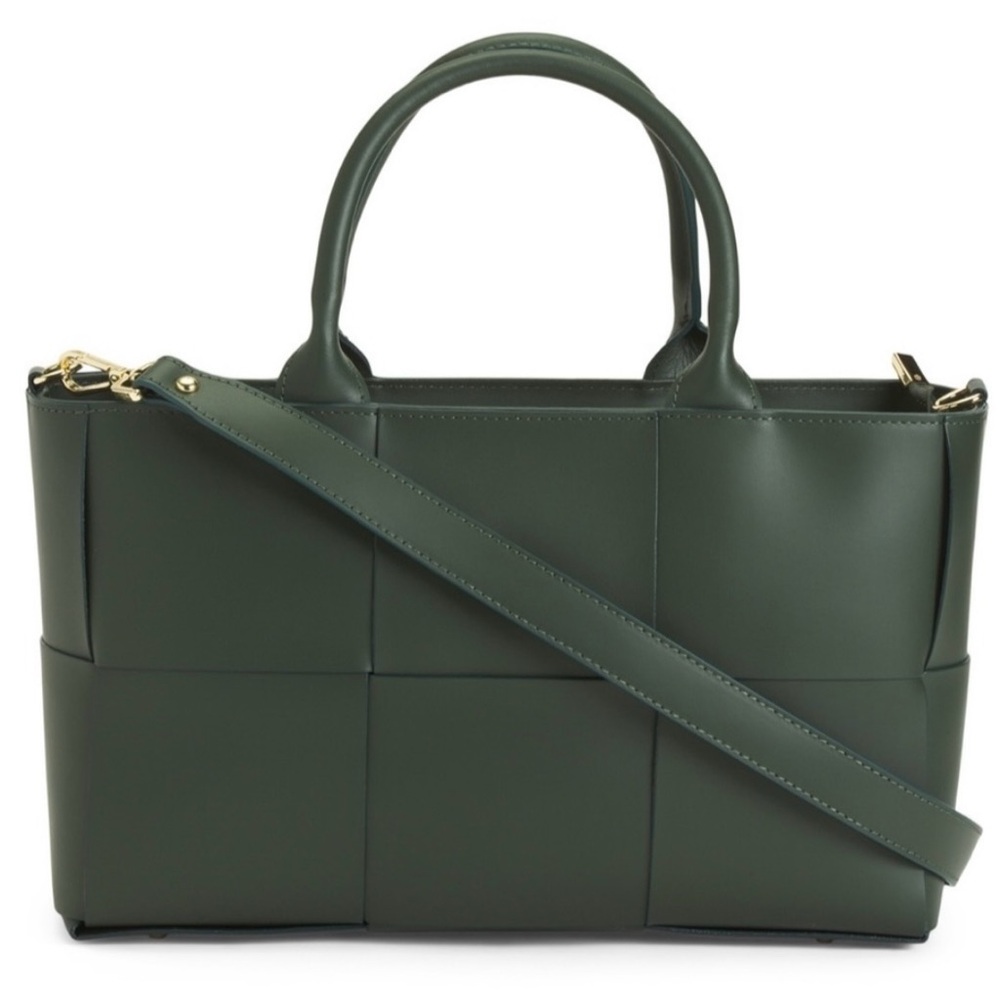 Valentina Fiore Green Woven Leather Purse